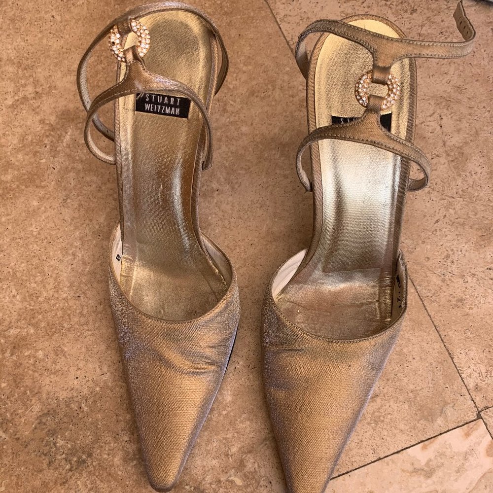 Stuart Weitzman Gold Heels 7 M